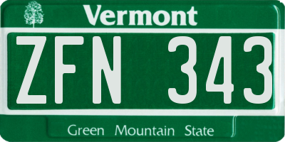 VT license plate ZFN343