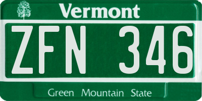 VT license plate ZFN346