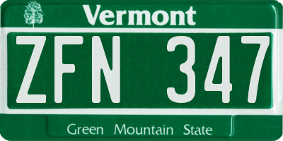 VT license plate ZFN347