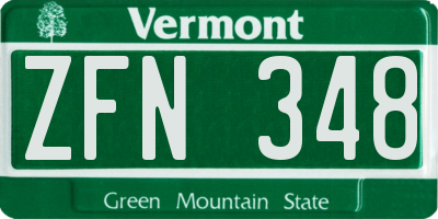 VT license plate ZFN348