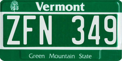 VT license plate ZFN349