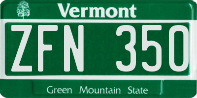 VT license plate ZFN350