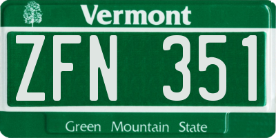 VT license plate ZFN351