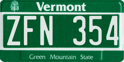 VT license plate ZFN354