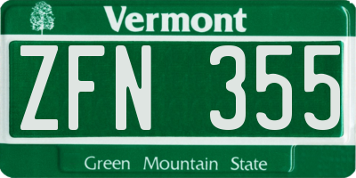 VT license plate ZFN355