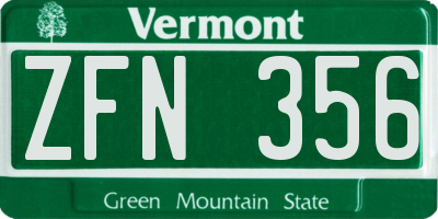 VT license plate ZFN356