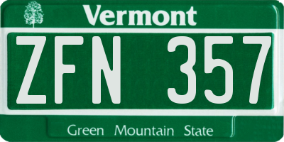 VT license plate ZFN357