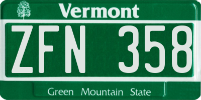 VT license plate ZFN358
