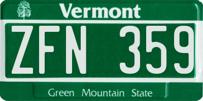 VT license plate ZFN359
