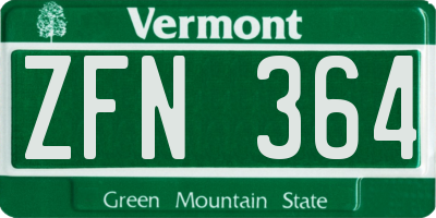 VT license plate ZFN364