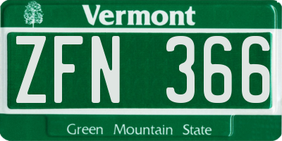VT license plate ZFN366