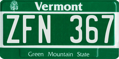 VT license plate ZFN367