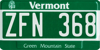 VT license plate ZFN368