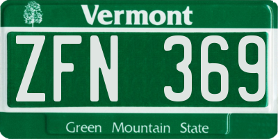 VT license plate ZFN369