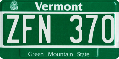 VT license plate ZFN370