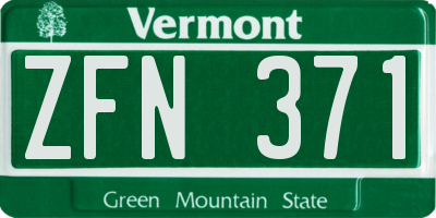 VT license plate ZFN371