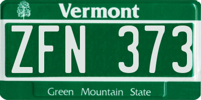 VT license plate ZFN373