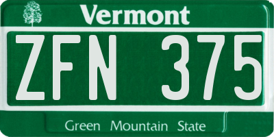 VT license plate ZFN375