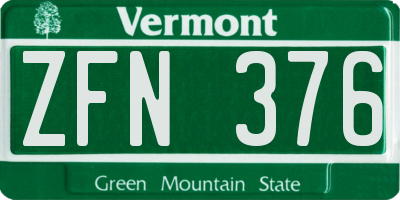 VT license plate ZFN376