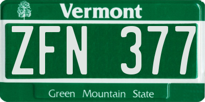 VT license plate ZFN377