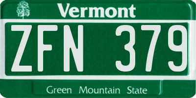 VT license plate ZFN379