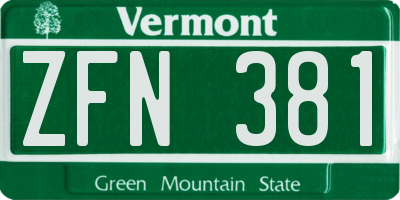 VT license plate ZFN381