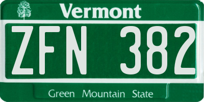 VT license plate ZFN382