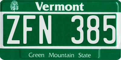 VT license plate ZFN385
