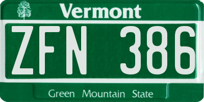 VT license plate ZFN386