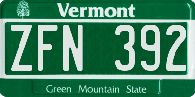 VT license plate ZFN392