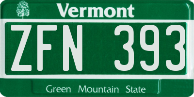 VT license plate ZFN393