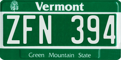 VT license plate ZFN394