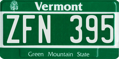 VT license plate ZFN395