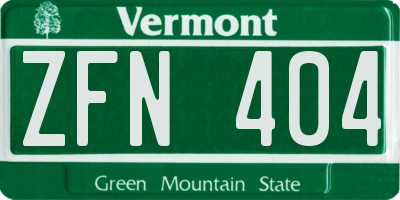 VT license plate ZFN404