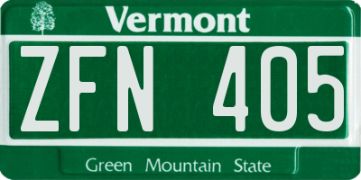 VT license plate ZFN405