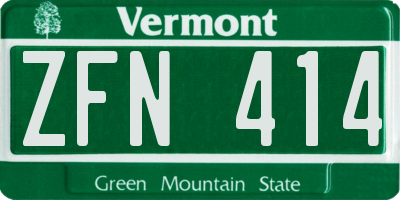 VT license plate ZFN414