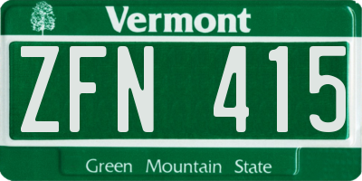 VT license plate ZFN415