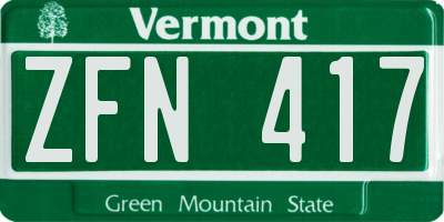 VT license plate ZFN417
