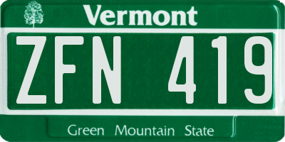 VT license plate ZFN419
