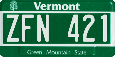 VT license plate ZFN421