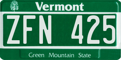 VT license plate ZFN425