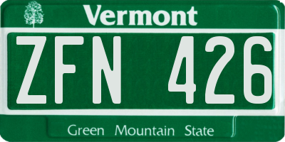 VT license plate ZFN426