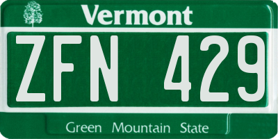 VT license plate ZFN429