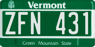 VT license plate ZFN431