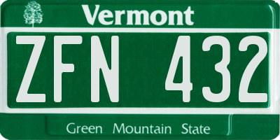 VT license plate ZFN432