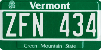 VT license plate ZFN434