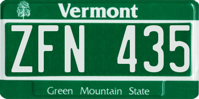 VT license plate ZFN435