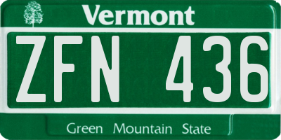 VT license plate ZFN436
