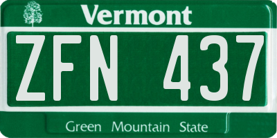 VT license plate ZFN437