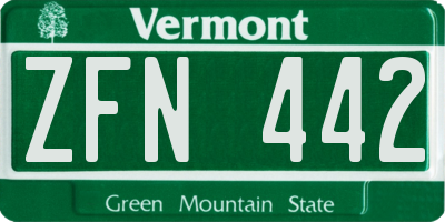 VT license plate ZFN442